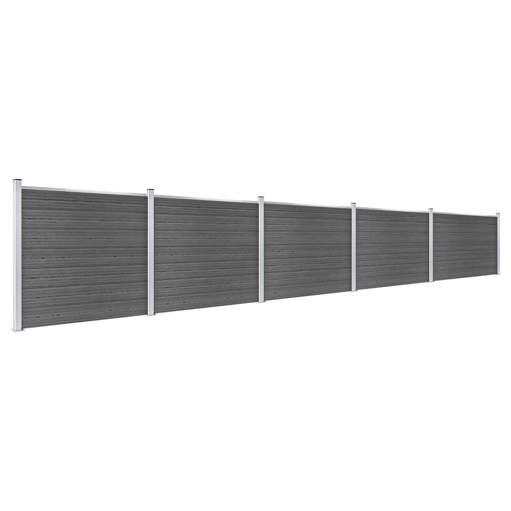 vidaXL Ensemble de panneau de clôture WPC 872x146 cm Noir