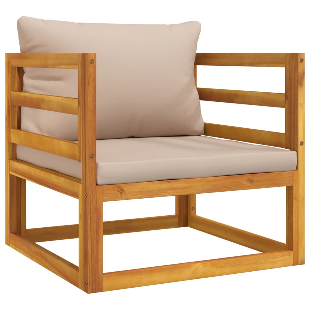 vidaXL Chaise de jardin avec coussins taupe bois massif d'acacia