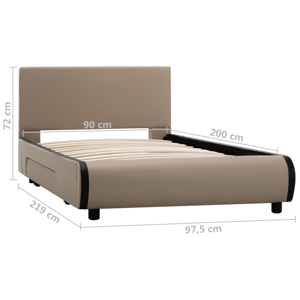 vidaXL Cadre de lit avec tiroirs Cappuccino Similicuir 90 x 200 cm