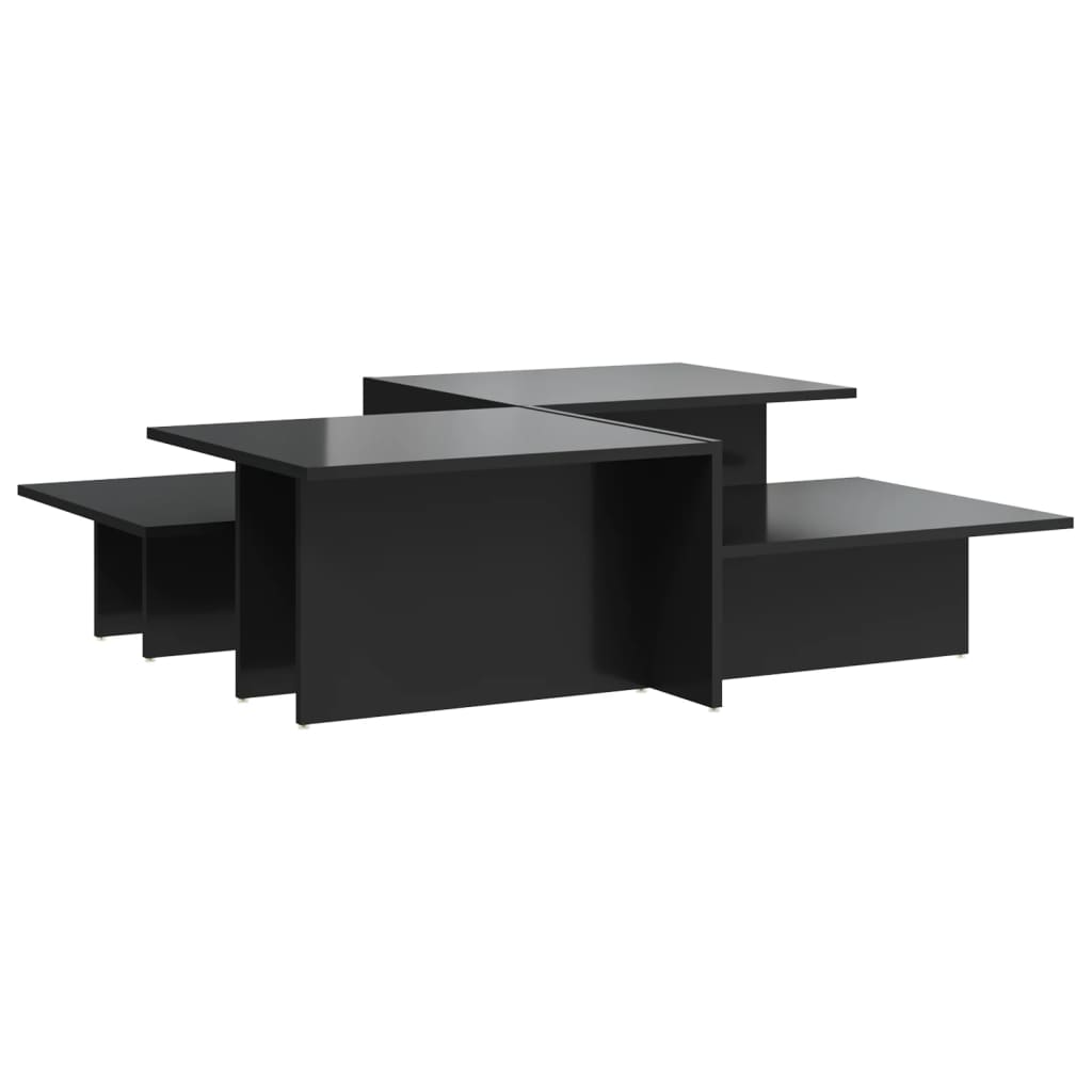 vidaXL Tables basses 2 pcs noir brillant bois d'ingénierie