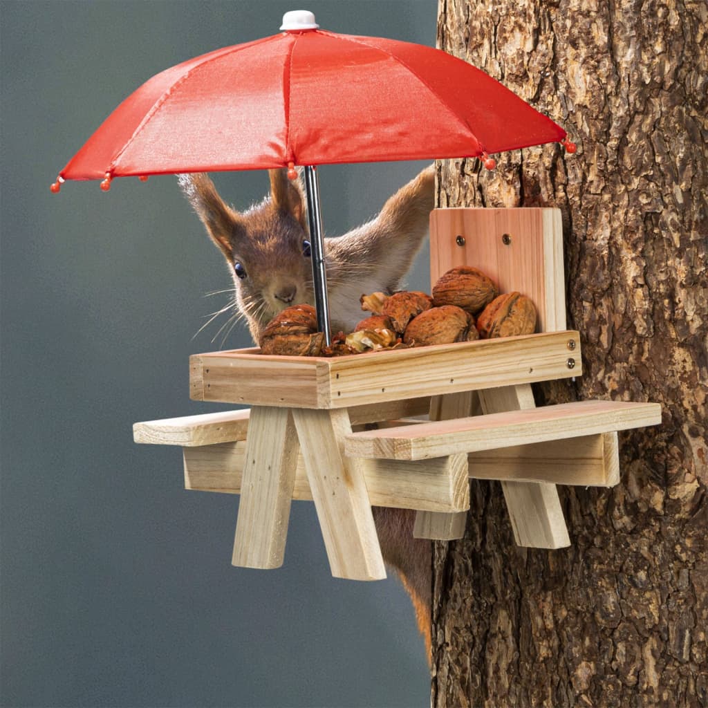 HI Mangeoire pour écureuils avec parapluie Beige