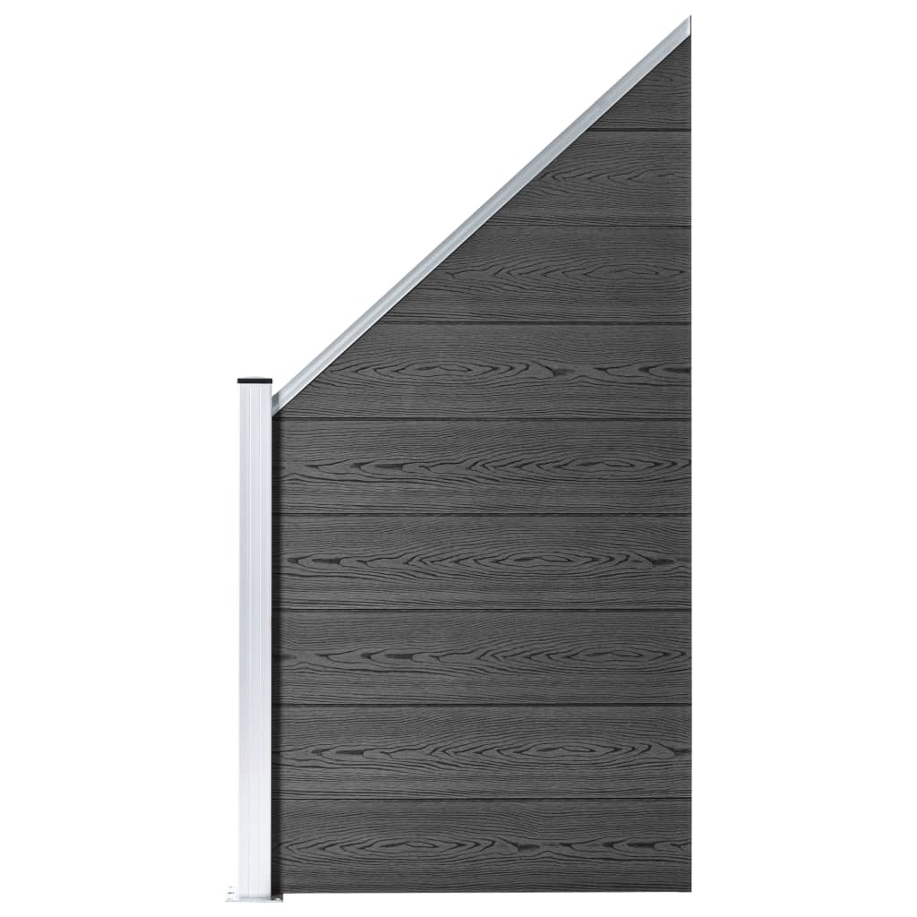 vidaXL Ensemble de panneau de clôture WPC 965x(105-186) cm Noir