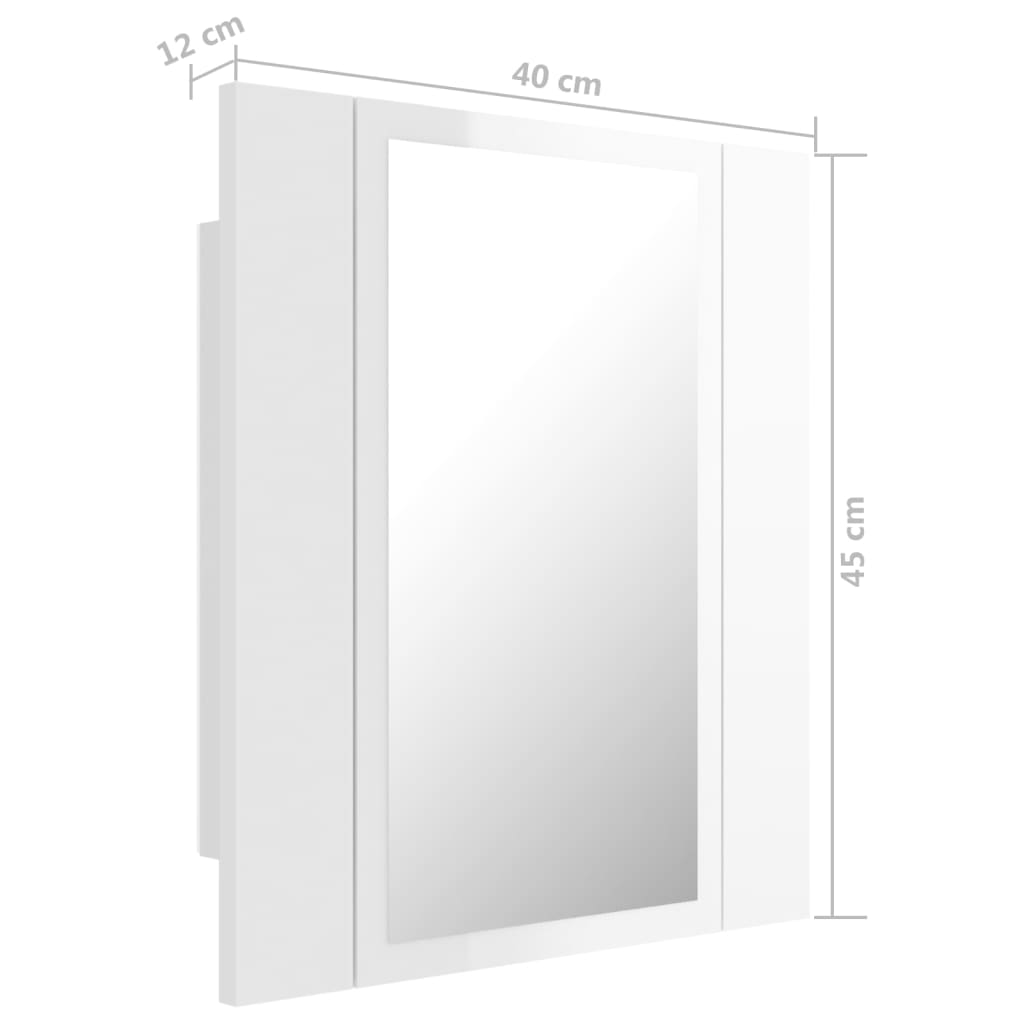vidaXL Armoire à miroir de bain à LED Blanc brillant 40x12x45 cm