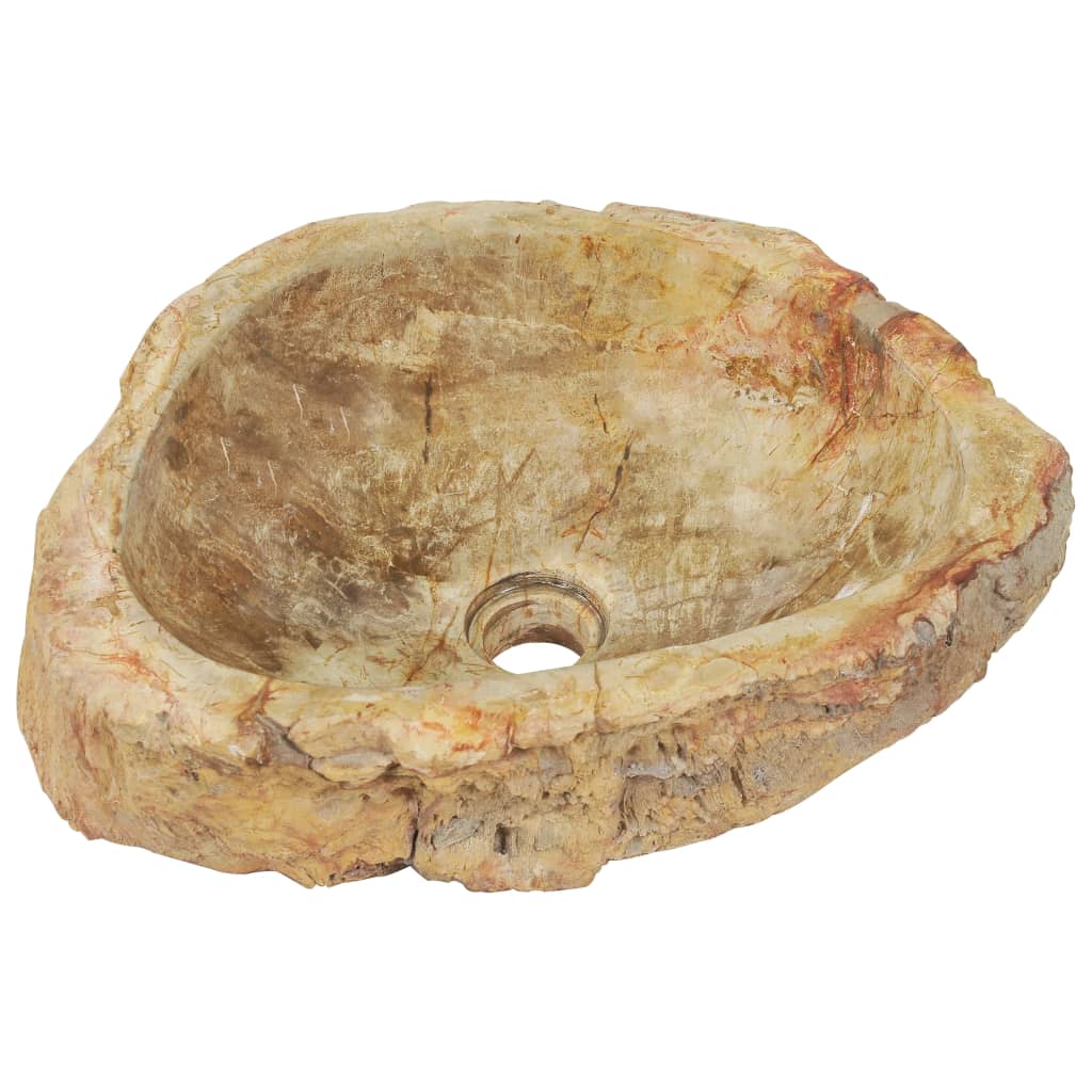 vidaXL Évier 45x35x15 cm Pierre fossile Crème