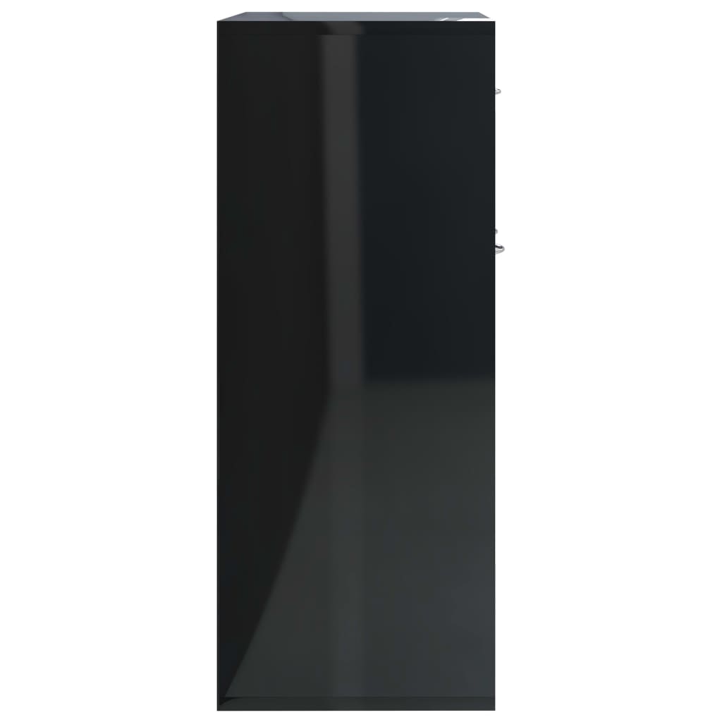 vidaXL Buffet Noir brillant 88x30x70 cm Aggloméré