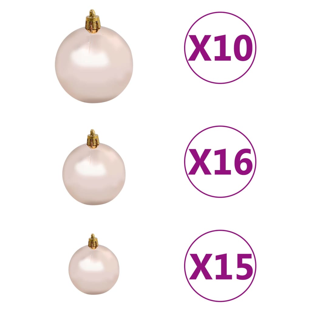 vidaXL Set de boules de Noël avec pic et 300 LED 120 pcs Doré rose