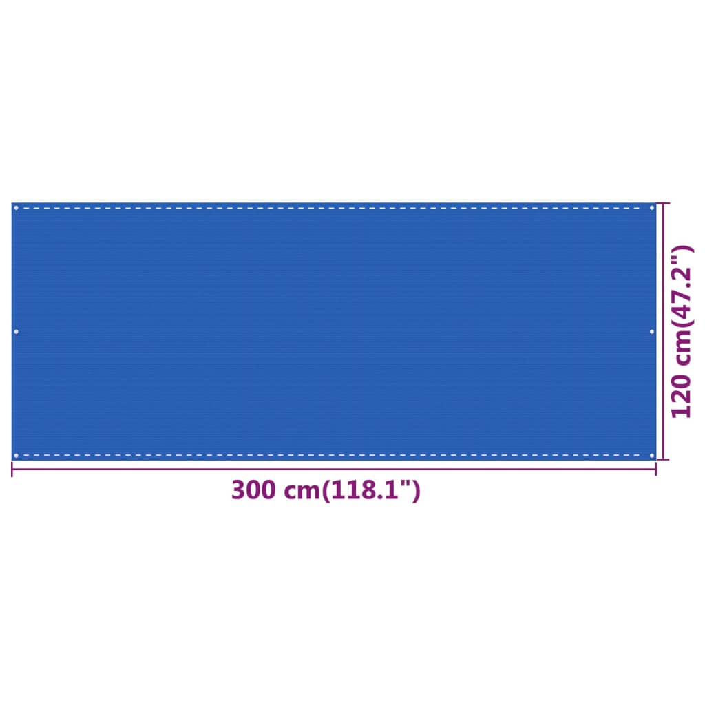 vidaXL Écran de balcon Bleu 120x300 cm PEHD
