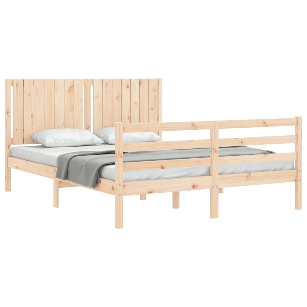 vidaXL Cadre de lit avec tête de lit 160x200 cm bois massif