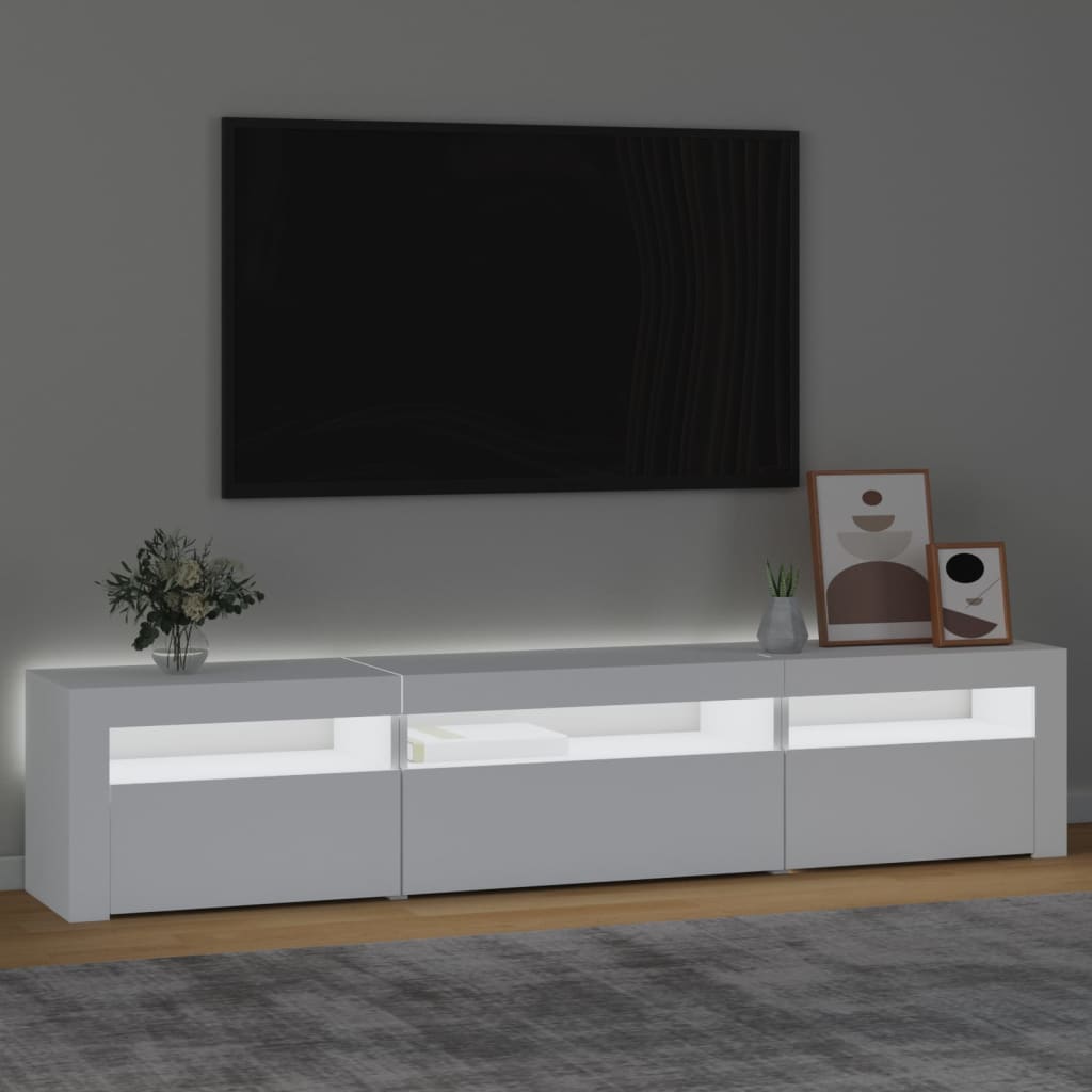 vidaXL Meuble TV avec lumières LED Blanc 195x35x40 cm