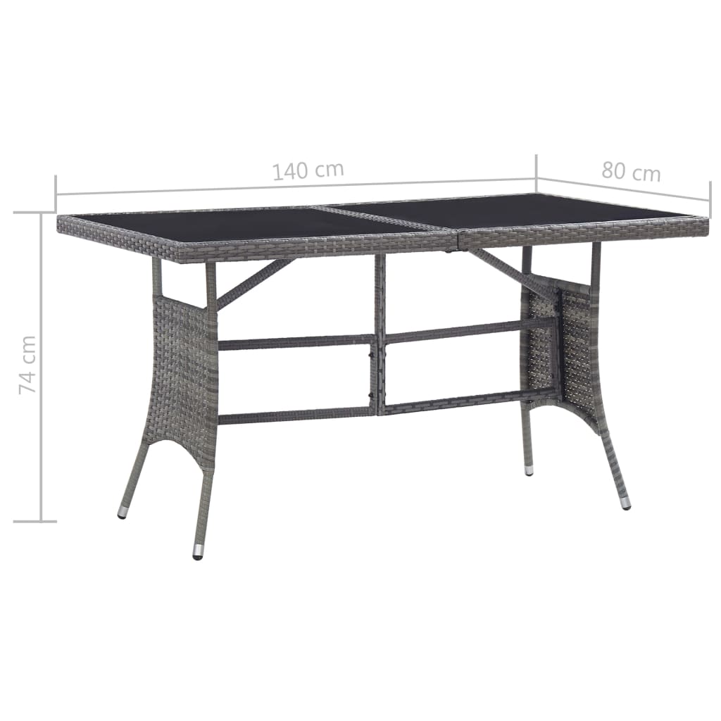 vidaXL Table de jardin Gris 140x80x74 cm Résine tressée