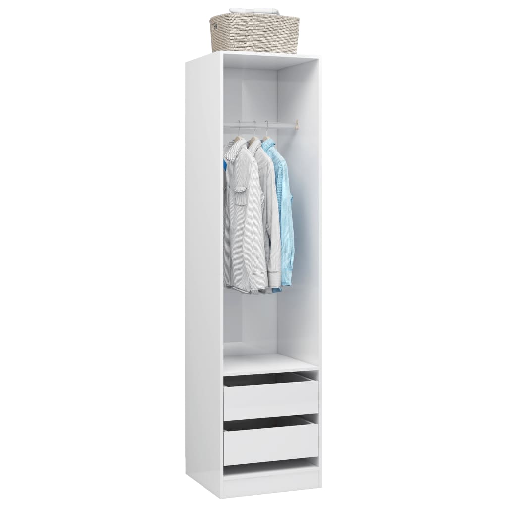 vidaXL Garde-robe avec tiroirs Blanc brillant Bois d'ingénierie