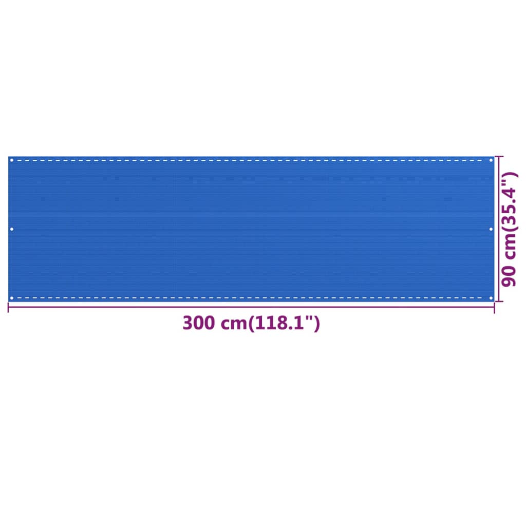 vidaXL Écran de balcon Bleu 90x300 cm PEHD