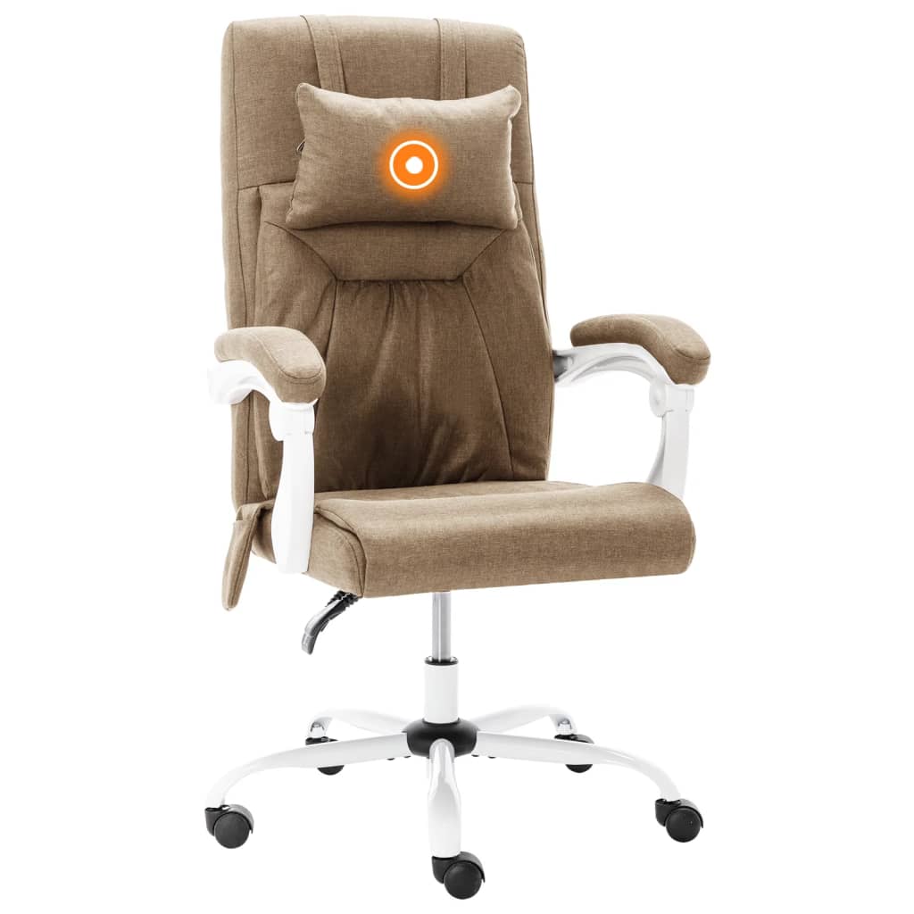 vidaXL Chaise de bureau de massage Taupe Tissu