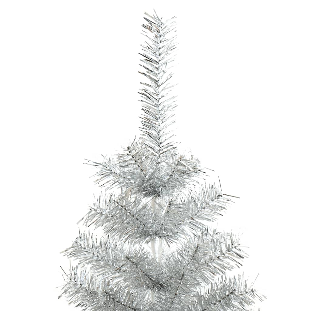 vidaXL Sapin de Noël artificiel avec support Argenté 210 cm PET
