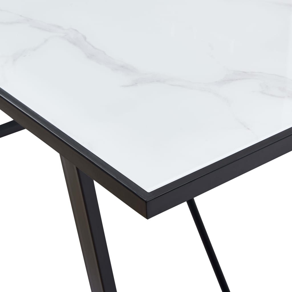 vidaXL Table de salle à manger Blanc 140x70x75 cm Verre trempé