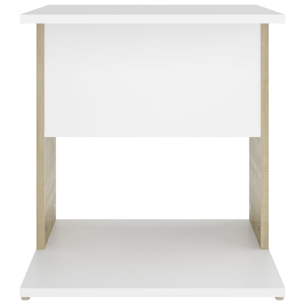 vidaXL Table d'appoint Blanc et chêne sonoma 45x45x48 cm Aggloméré