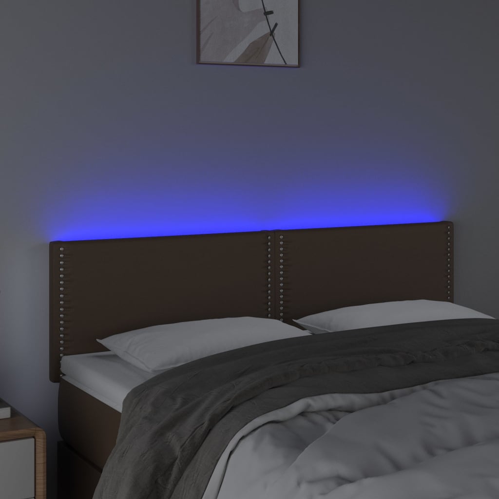vidaXL Tête de lit à LED Marron 144x5x78/88 cm Similicuir