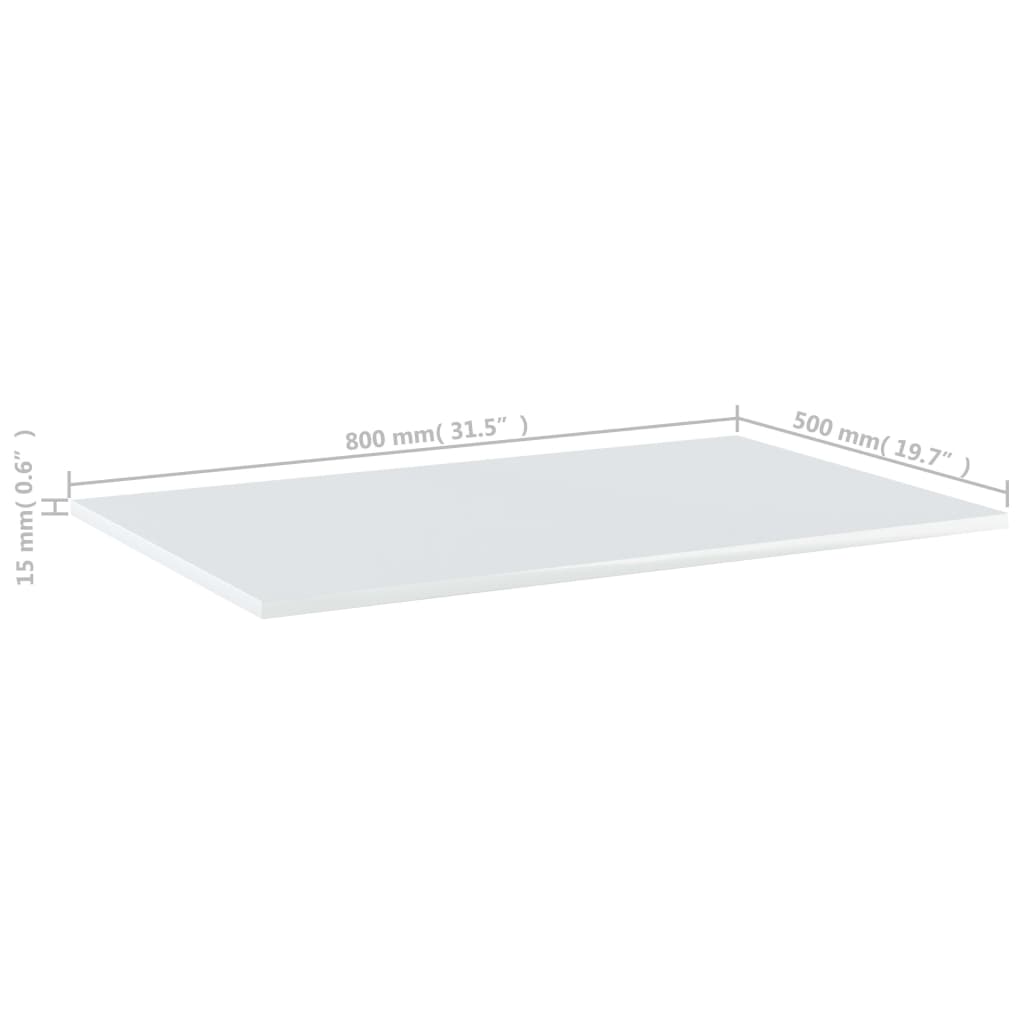 vidaXL Panneaux bibliothèque 4pcs Blanc brillant 80x50x1,5cm Aggloméré