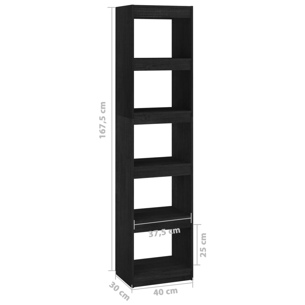vidaXL Bibliothèque/Séparateur de pièce Noir 40x30x167,5 cm Pin massif