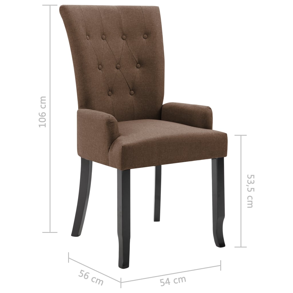 Lot de 6 chaises de salle à manger avec accoudoirs-Style contemporain Chaise  de cuisine Marron Tissu - Cdiscount Maison