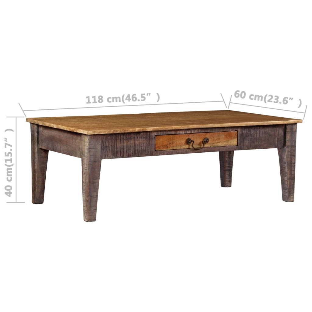 vidaXL Table basse Bois massif Vintage 118 x 60 x 40 cm