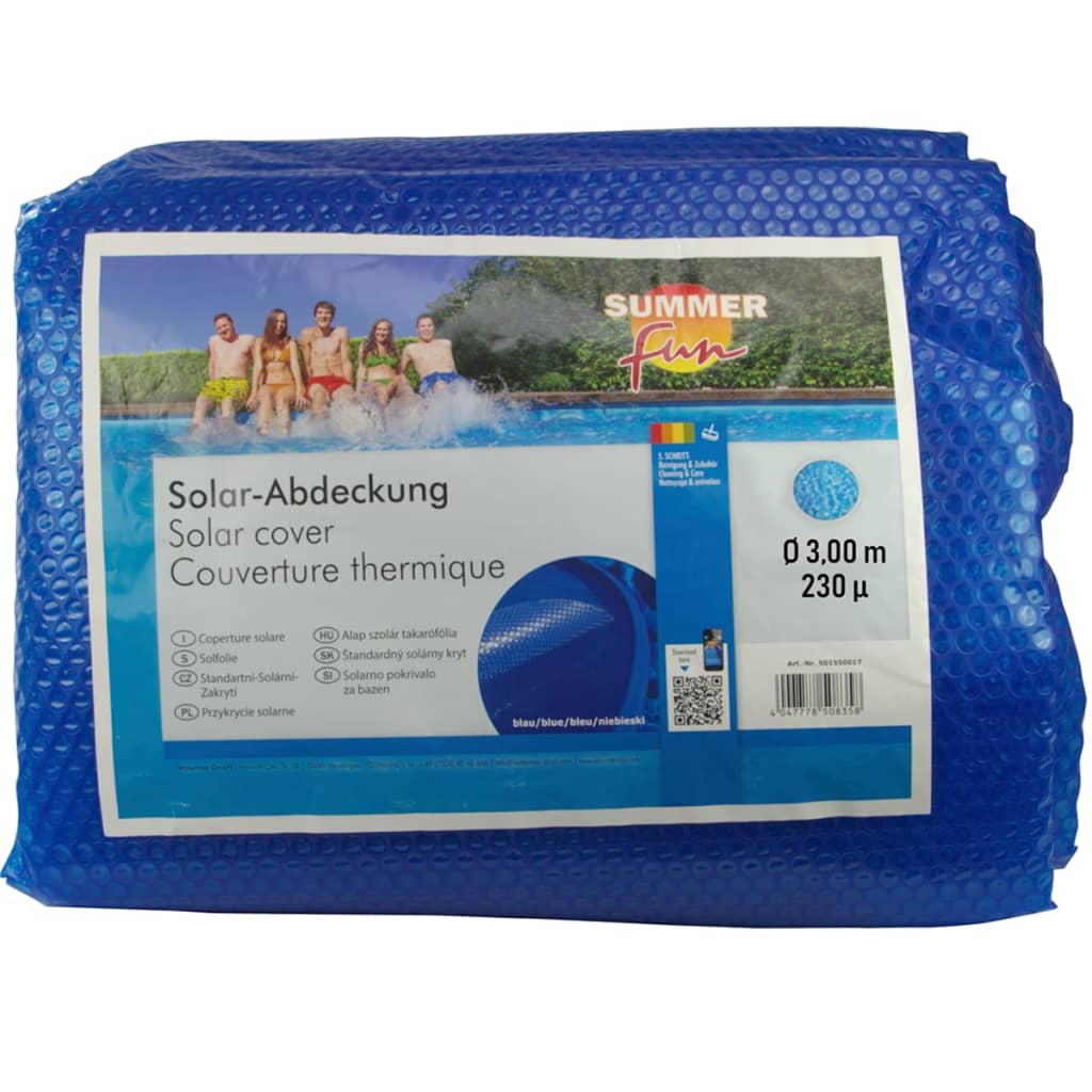 Summer Fun Couverture solaire de piscine d'été Rond 300 cm PE Bleu