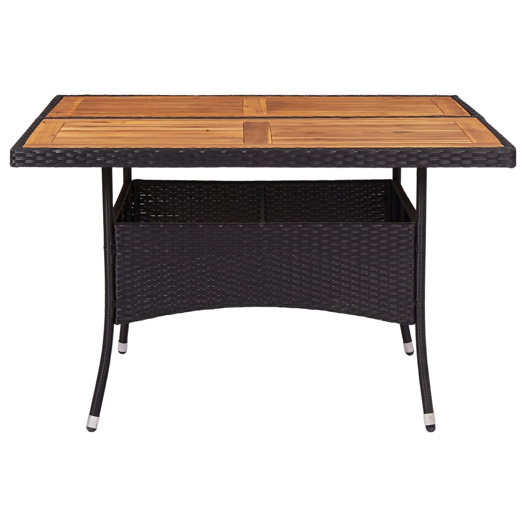 vidaXL Table d'extérieur Noir Résine tressée et bois d'acacia solide