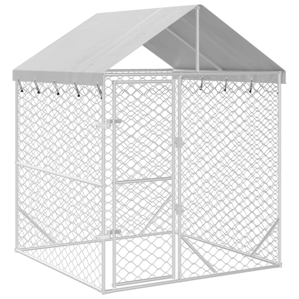vidaXL Chenil d'extérieur pour chiens avec toit argenté 2x2x2,5 m