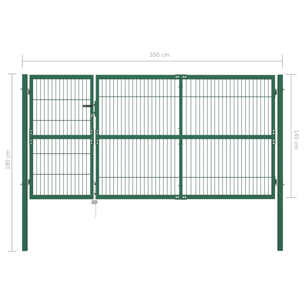 vidaXL Portail de clôture de jardin avec poteaux 350x140 cm Acier Vert