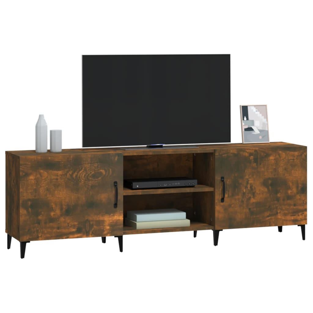 Meuble TV VidaXL Noir Chêne 180 Cm - Bois D'ingénierie, 4 Portes, Design Moderne Pour Salon - 7