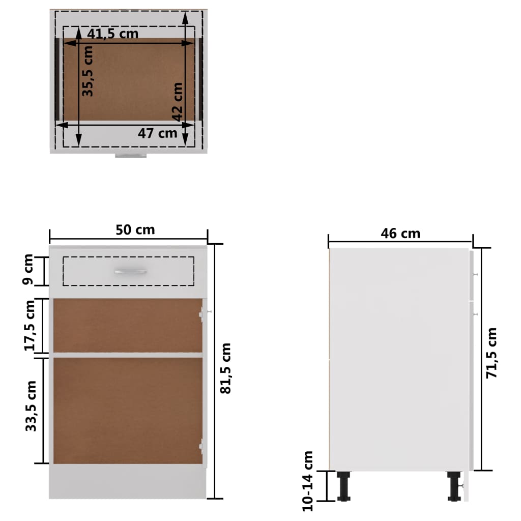 vidaXL Armoire de plancher à tiroir Blanc 50x46x81,5cm Bois ingénierie
