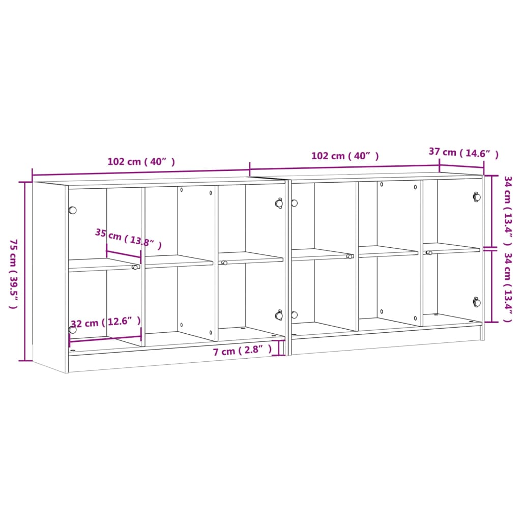 vidaXL Bibliothèque avec portes blanc 204x37x75 cm bois d'ingénierie