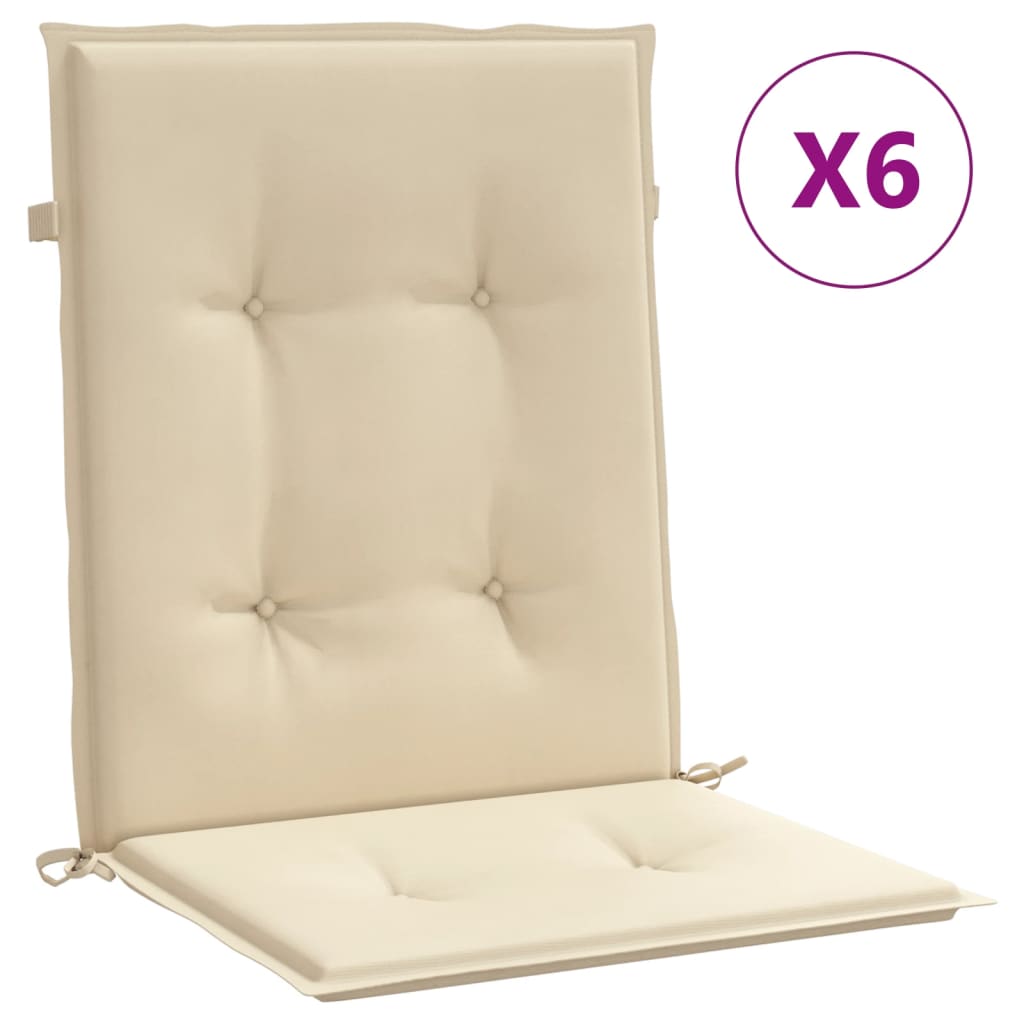 vidaXL Coussins de chaise de jardin 6 pcs Beige 100x50x3 cm