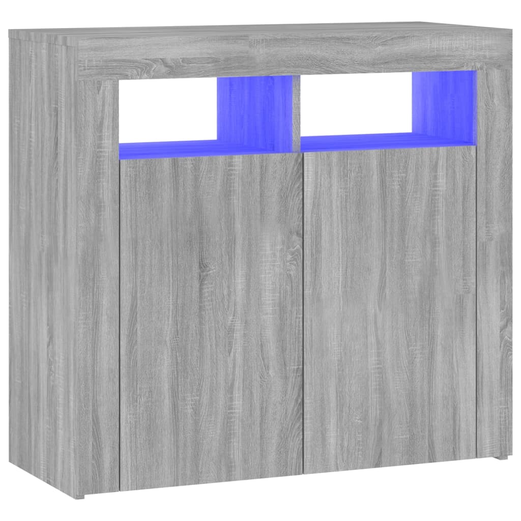 vidaXL Buffet avec lumières LED Sonoma gris 80x35x75 cm