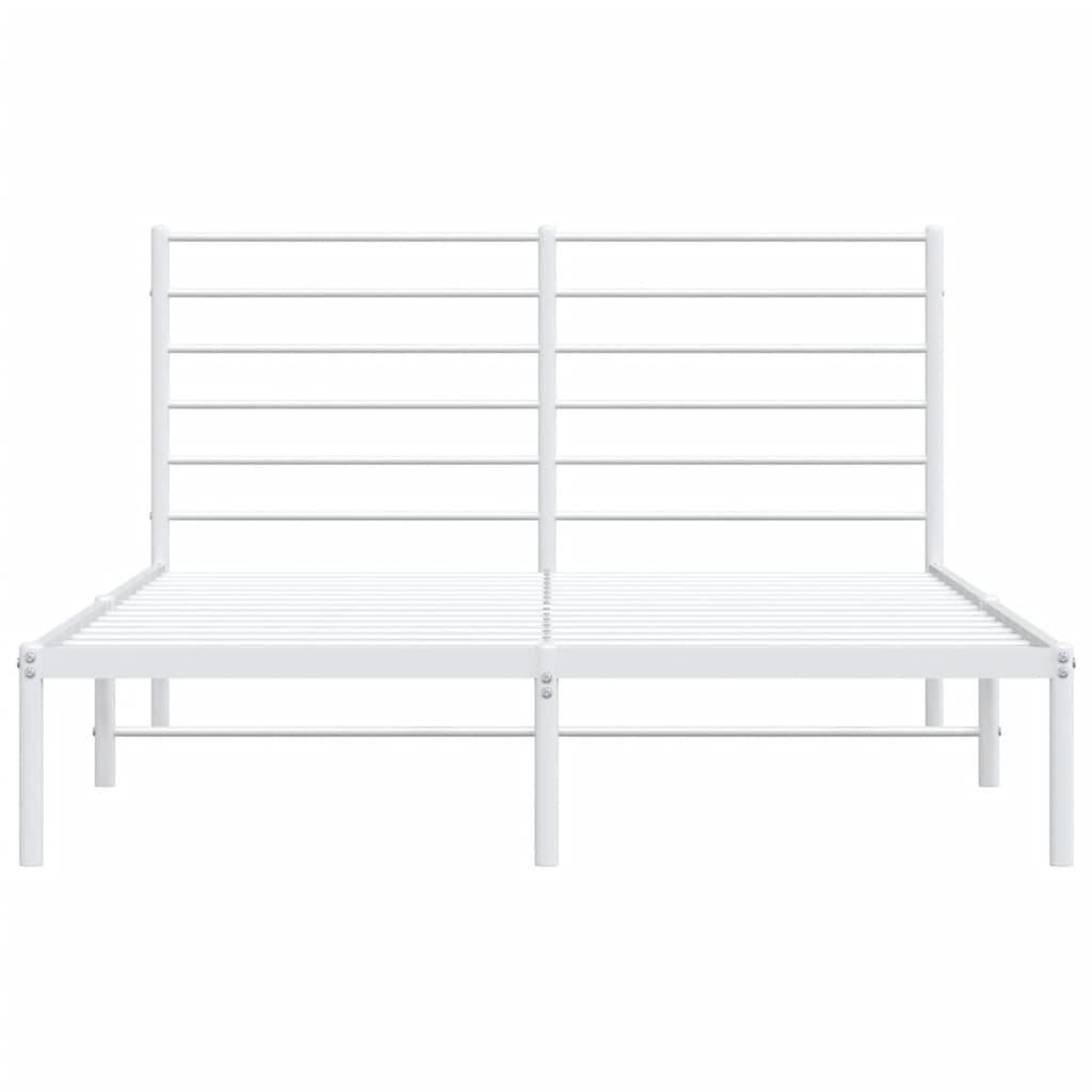 vidaXL Cadre de lit métal avec tête de lit blanc 140x190 cm