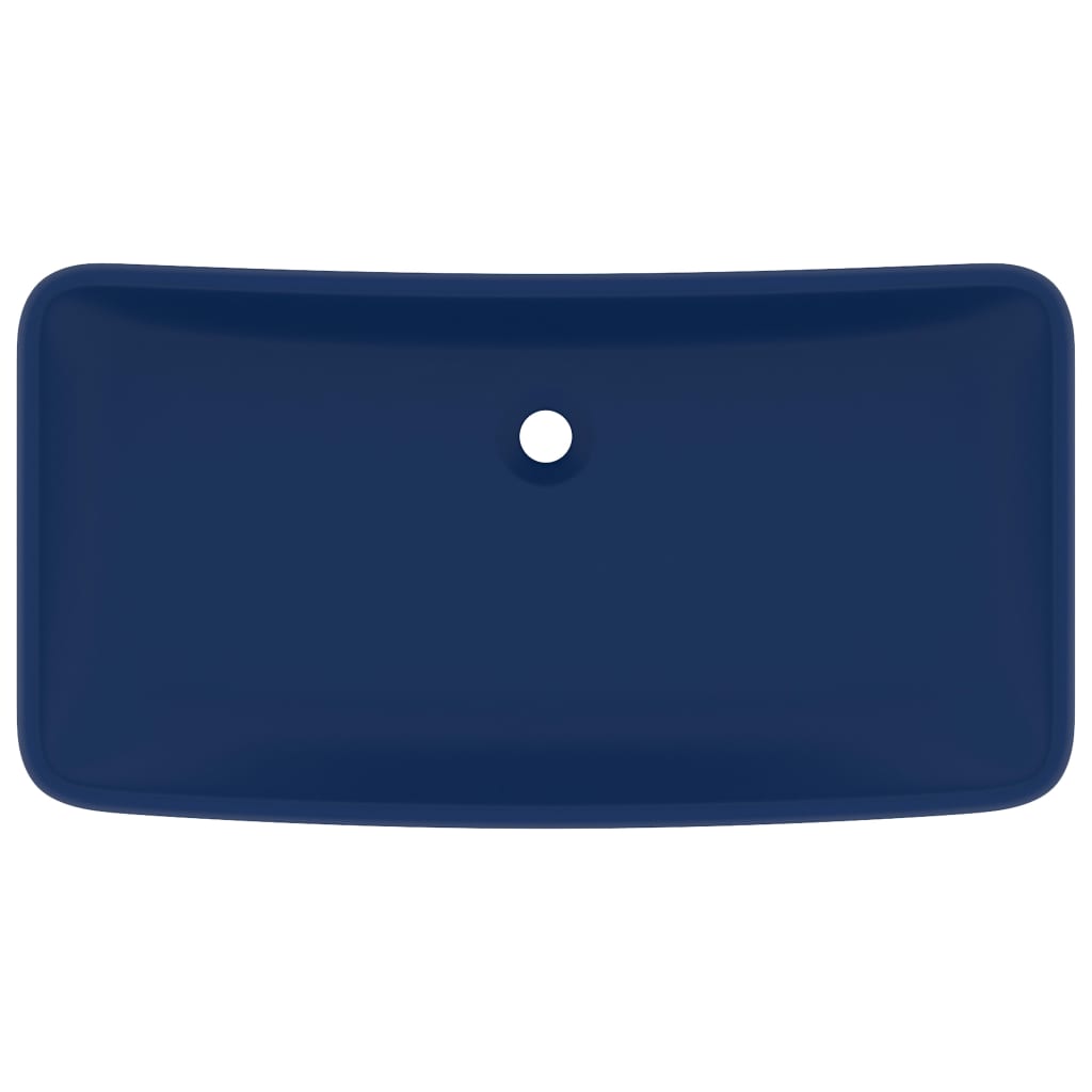 vidaXL Lavabo de luxe rectangulaire Bleu foncé mat 71x38 cm Céramique