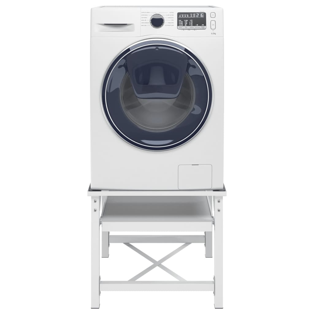 vidaXL Socle pour machine à laver avec étagère coulissante Blanc