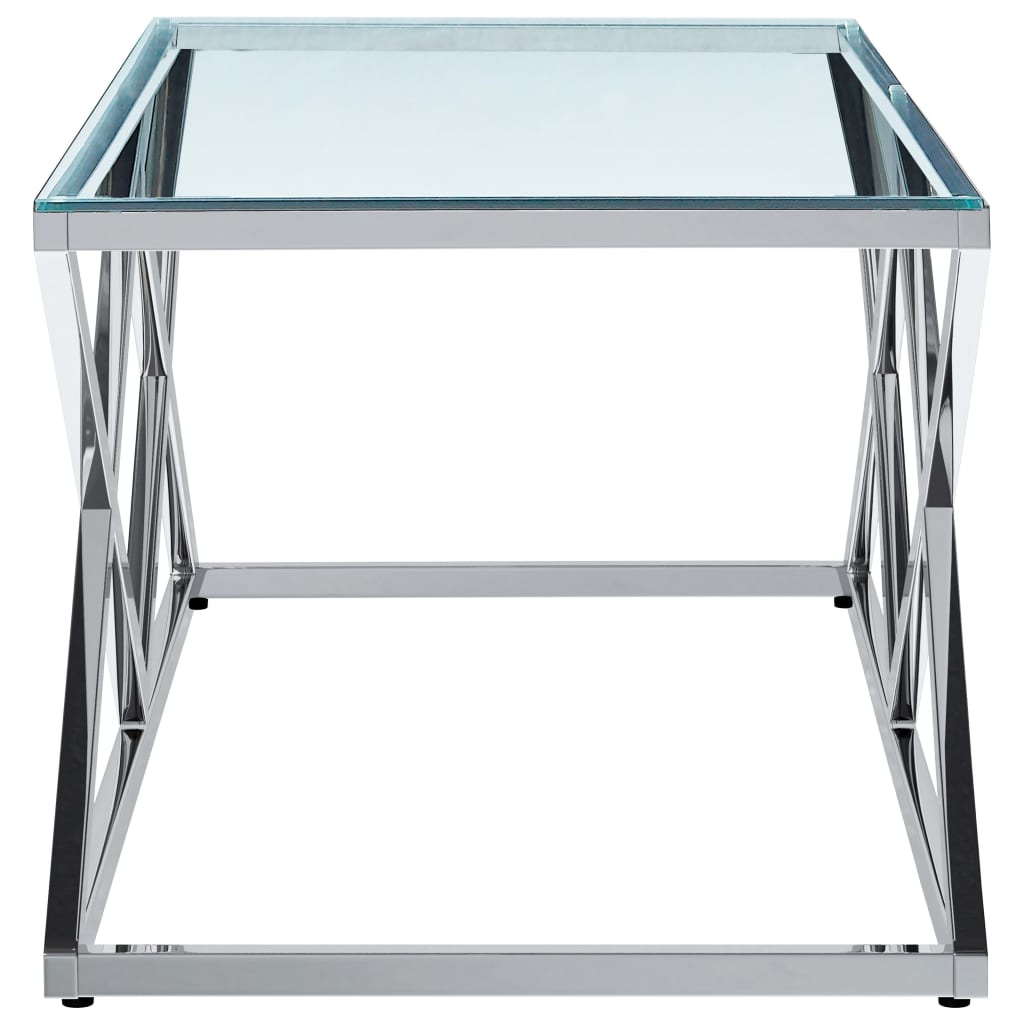 vidaXL Table basse Transparent 120x60x45 cm Verre trempé et inox