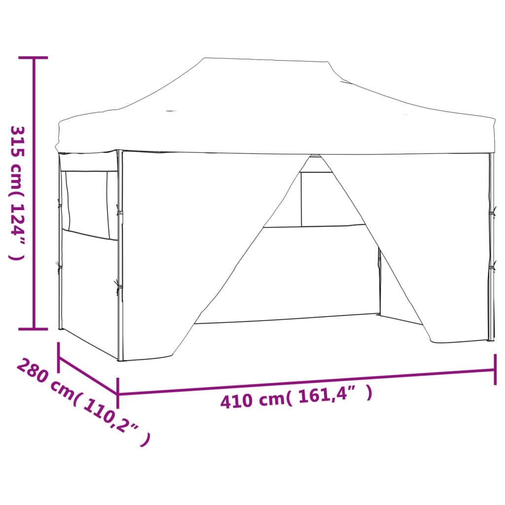 vidaXL Tente de réception pliable avec 4 parois 3x4 m Acier Crème