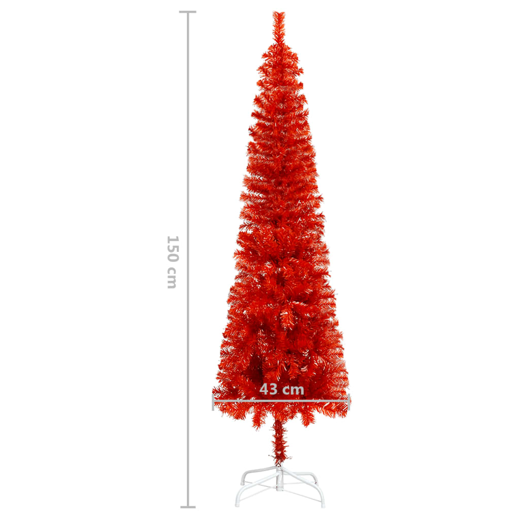vidaXL Sapin de Noël étroit Rouge 150 cm