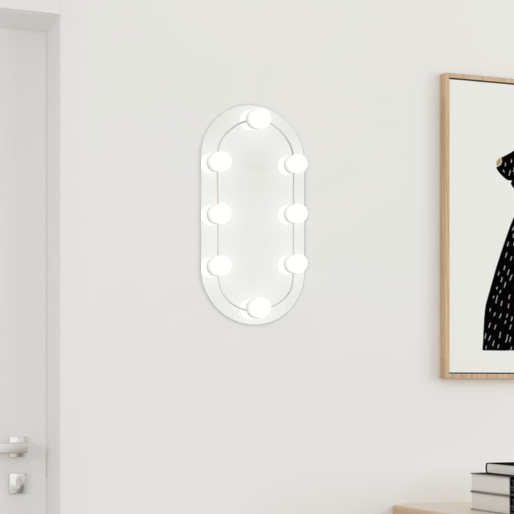 vidaXL Miroir avec éclairage LED 40x20 cm Verre Ovale