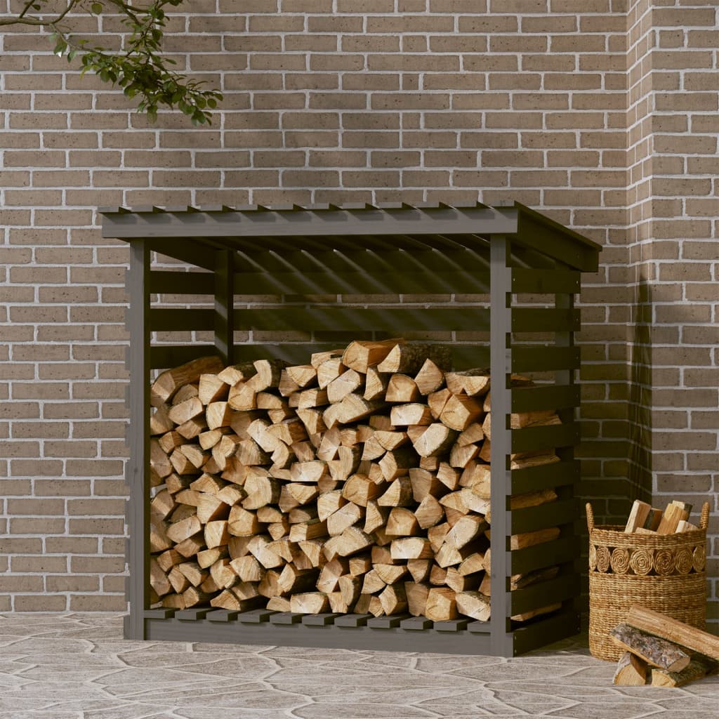 vidaXL Support pour bois de chauffage Gris 108x73x108 cm Bois de pin