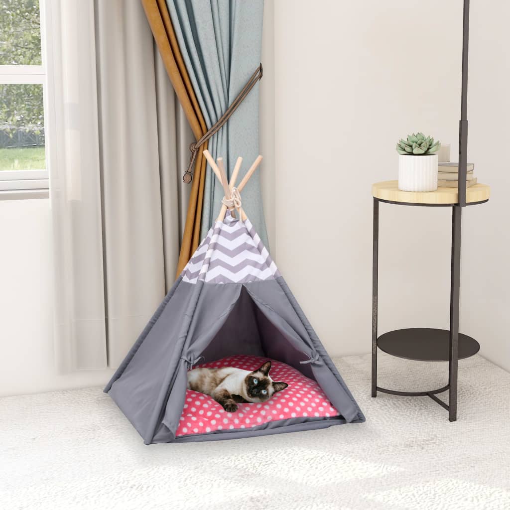 vidaXL Tente pour chats avec sac Peau de pêche Gris 60x60x70 cm
