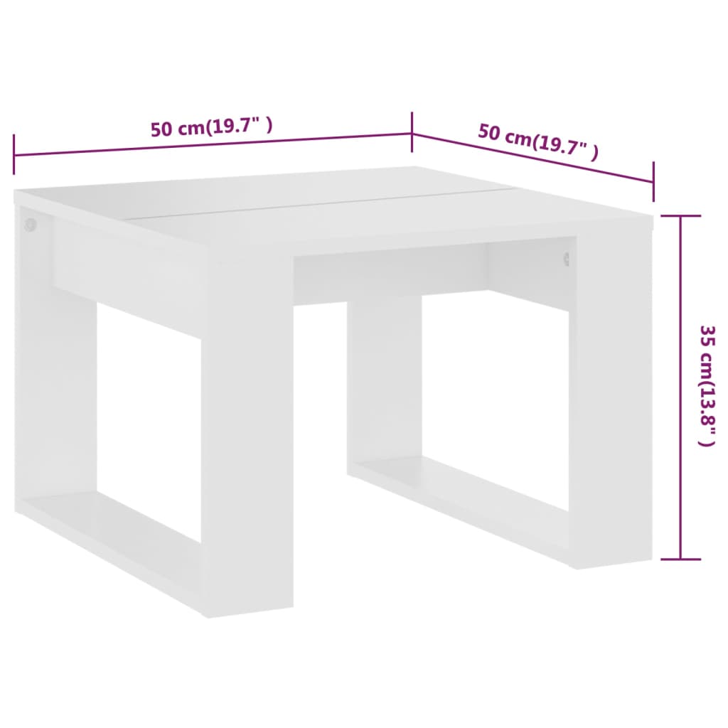 vidaXL Table d'appoint Blanc 50x50x35 cm Aggloméré