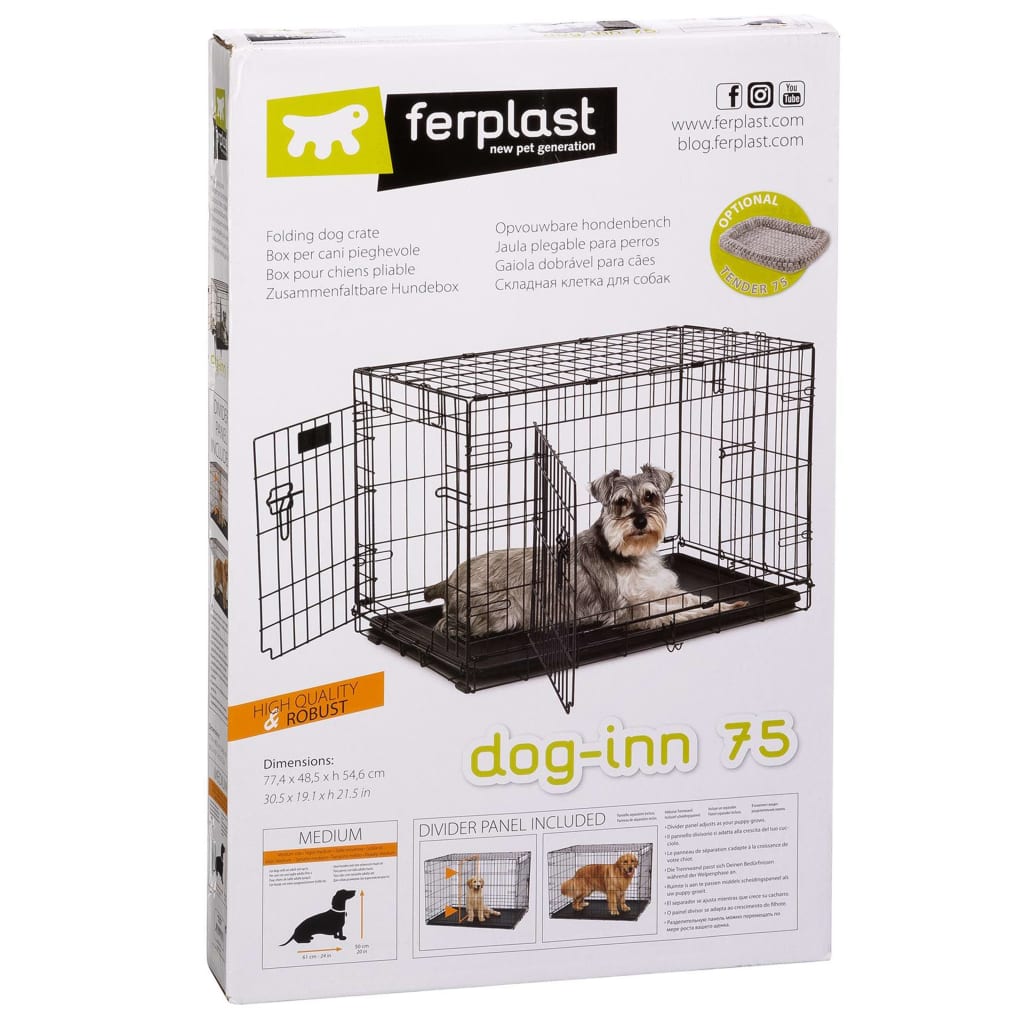 Ferplast Caisse pour chiens Dog-Inn 75 77,4x48,5x54,6 cm Gris