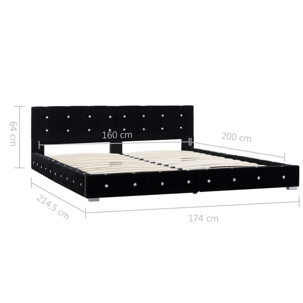 vidaXL Cadre de lit Noir Velours 160 x 200 cm