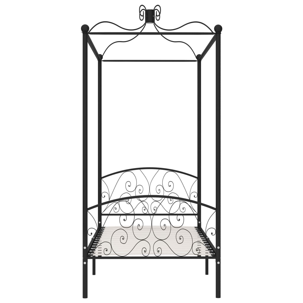 vidaXL Cadre de lit à baldaquin Noir Métal 100 x 200 cm
