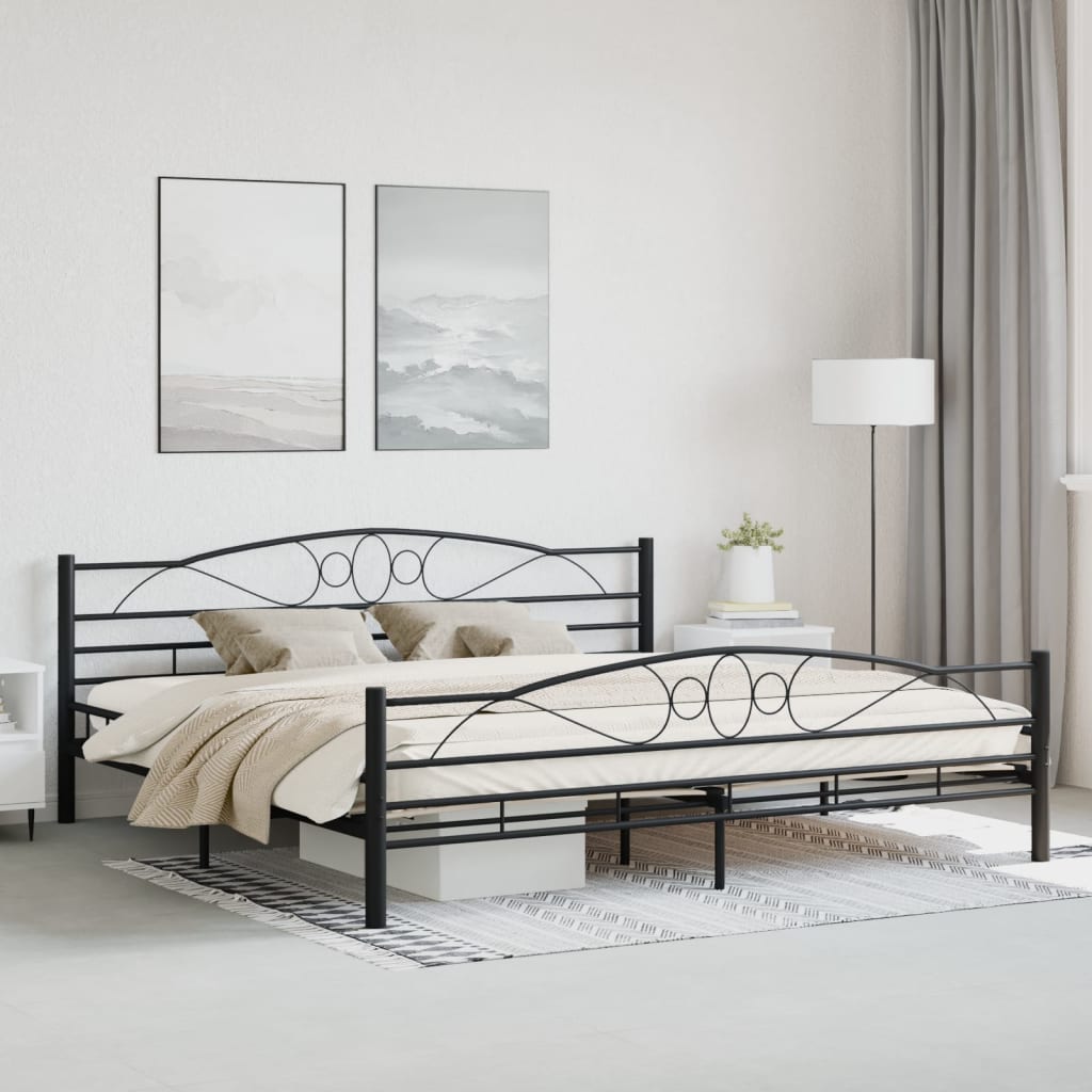 vidaXL Cadre de lit Noir Acier 200 x 200 cm
