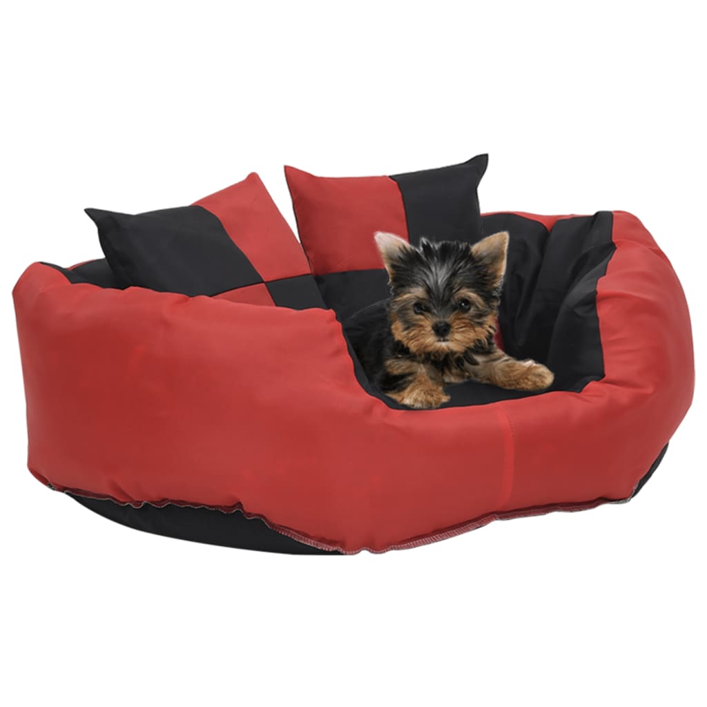 vidaXL Coussin réversible lavable pour chien Rouge et noir 65x50x20 cm