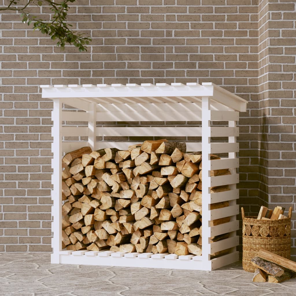 vidaXL Support pour bois de chauffage Blanc 108x73x108 cm Bois de pin
